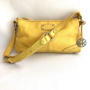 Sunshine Yellow Pebbled Leather Shoulder Bag with Quality Details